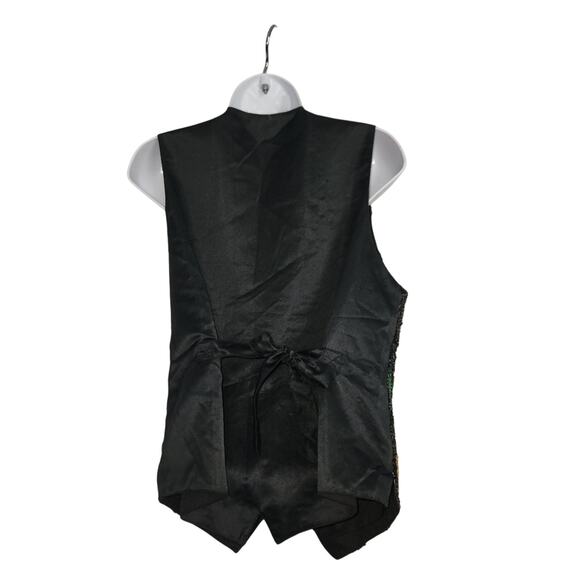 Vintage 80s Sequin Sunflower Vest With Adjustable Tie In Back Spring Summer Sz M - Picture 4 of 5